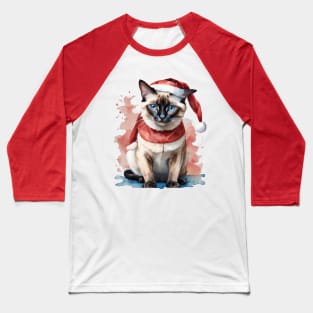 Santa Siamese cat 1 Baseball T-Shirt